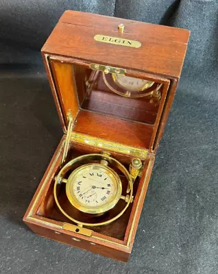 Beautiful 1895 Elgin 15j Ship Chronometer Gimbal Box Wonderful Piece Of History • $510