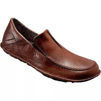 Size 8 Patagonia Pau Walnut T50369 Brown Leather Slip On Moc Loafer Shoes US Men • $52.50