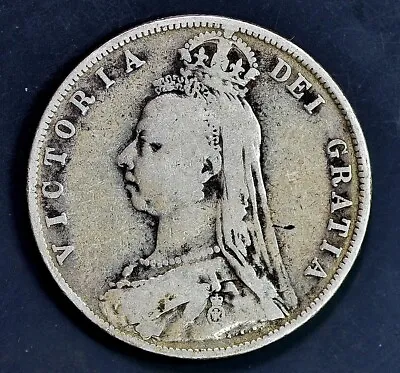 1890 Great Britain Sterling Silver HALF CROWN. QUEEN VICTORIA • $22.99