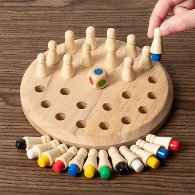 Wooden Memory Match Stick Chess Color Game Board Puzzles Montessori Children Toy • $13.29