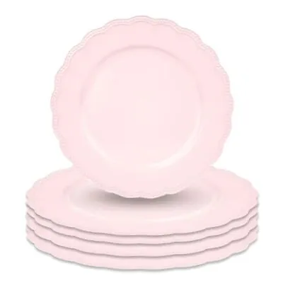  13  Set Of 4 Matte Blush Pink Beaded Scallop Charger Plates Antique Finish  • $42.72