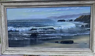 Vintage Oil Painting Ocean Seascape By Maurice Meyer 24x48 Realism • $2800