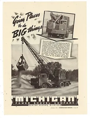 1944 Michigan Power Shovel Ad: Mobile Cranes & Shovels - Benton Harbor Michigan • $17.76