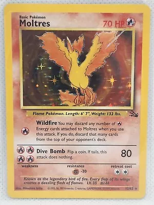 Pokemon English Moltres 12/62 Fossil Unlimited Holo Rare • $25