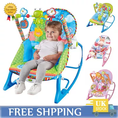 Baby Infant Toddler Bouncer Rocker Swing Chair Soft Soothing Vibration Bed Toys • £28.90