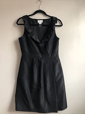 J CREW Blakely Black Silk Taffeta Gathered Cocktail Party Wrap Dress Women Sz 6 • $95