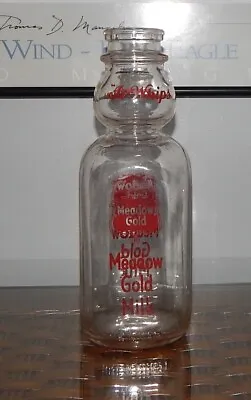 Vintage Meadow Gold Quart Cream Top Milk Bottle • $15