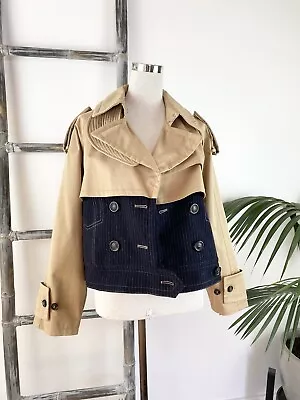 Zara Camel And Wool Two-Tone Cropped Trench Jacket With Pockets - S (Fit 12-14) • $59