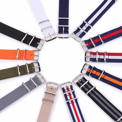 18mm 20mm 22mm 24mm Canvas Military  Nylon Watch Strap Band • $6.99