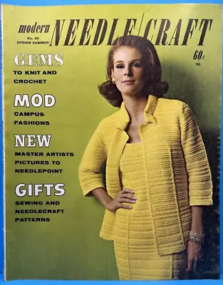 Modern Needlecraft Knit Crochet Pattern Magazine MOD Campus Fashions NO 49 1967 • $20.39