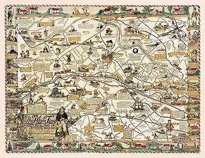 Pictorial Historical Map Main Line Philadelphia Genealogy Wall Art Poster Decor • $13.95