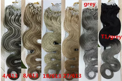 20  Boby Wavy Loop Beads Microrings Remy Human Hair Extensions 50cm Ombre Weave • $3.29