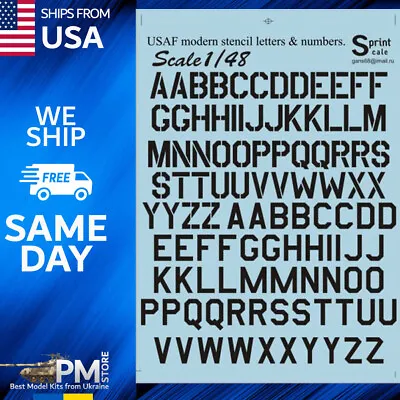 Print Scale 48-005 Decal For Airplane USAF Modern Stencil Letters + Numbers 1/48 • $21.95