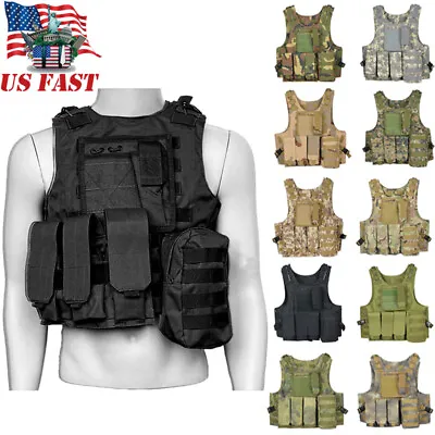 Tactical Vest Adjustable Quick Release Modular Military Vest Outdoor Training US • $39.99