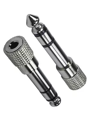 £2.93 • Buy 3.5mm Socket - 6.35mm Jack Plug Adapter Guitar Amplifier Microphone Amp NICKEL