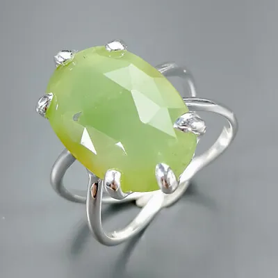 Vintage Jewelry 10 Ct Chrysoprase Ring 925 Sterling Silver Size 9 /R333188 • $18.99