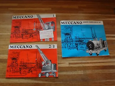 3 X Meccano Vintage Catalogues No 1  No  2/3  &  Junior Power Drive Set • £11