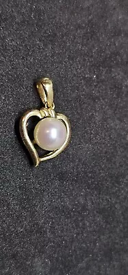 14K Gold Heart Pearl Pendant Charm (Pearl Factory HAWAII ) • $100