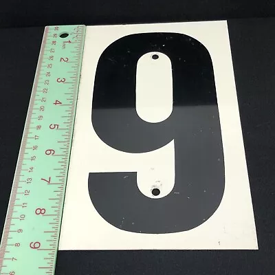 Vintage Gas Station Metal Number Sign Double Sided 9 And Blank.  5.5” X 9” • $9.99