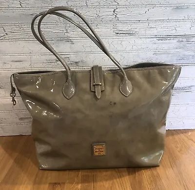 Dooney & Bourke Cindy Taupe Marbled Patent Leather Tote Shopper Bag • $45.99