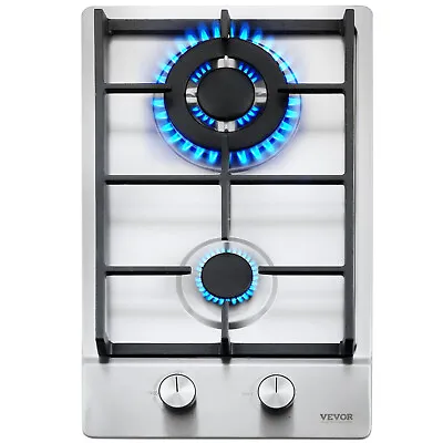 VEVOR 12  Gas Cooktop Stove Top 2-Burners Kitchen Built In LPG/NG Dual Fuel • $73.99