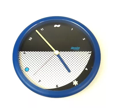 RARE ORIGINAL POSTMODERN 80s VINTAGE BLUE MEMPHIS AGE  WALL CLOCK BY JUNGHANS • $487.10