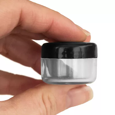 Small Clear Travel Sample Pots Jars Containers 5g 5ml With Black Lids Jhb • £4.99