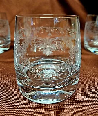 Vtg Bohemia Etched Cascade Pattern Double Old Fashioned Whiskey Glasses Qty 5 • $49.99