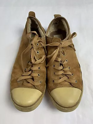 UGG Australia Evera Chestnut Suede Shearling Lace Sneakers Women’s Sz 8 • $17.24