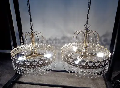 Stunning Pair Of Large Vintage Crystal Chandeliers • £360