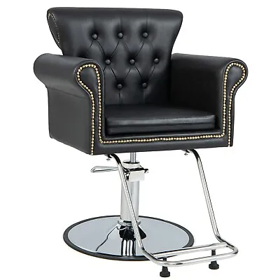 360° Swivel Salon Chair Height Adjustable Styling Barber Chair Button Tufted • £198.95