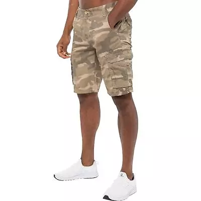 Kruze Combat Shorts Mens Cargo Shorts Army Camouflage Jeans Camo Work Half Pants • £18.99