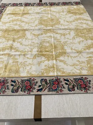 Toile French Country Tablecloth 52 In Square Yellow With Roosters Lined Vintage • $64.99