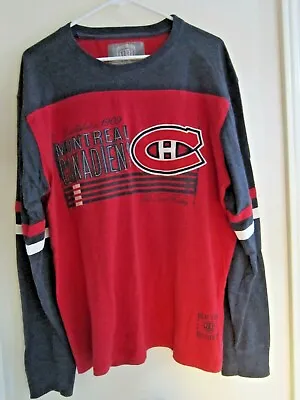 Montreal Canadiens ~ Long Sleeve Shirt ~ Old Time Hockey ~ Red/Gray ~  Sz XL   • $15.73