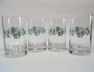 $32.99 • Buy ❤️ 4 NEW Corelle CALLAWAY 7-oz JUICE GLASSES *Green Ivy Weighted Bottoms  Crisa 