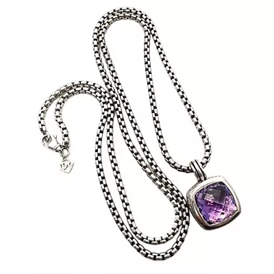 David Yurman Womans Amethyst Pendant Necklace Sterling Silver 14K 30  Chain 66 G • $899.99