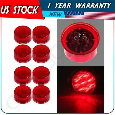 8pcs 2 Inch Red 9 LED Side Marker Clearance Light Round For Truck Trailer 12V • $18.99