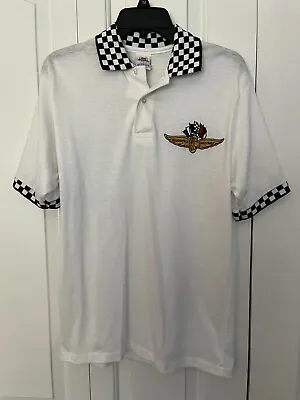 Indianapolis INDY 500 Motor Racing POLO SHIRT Size Medium Emblem Checkered Flag • $18.99