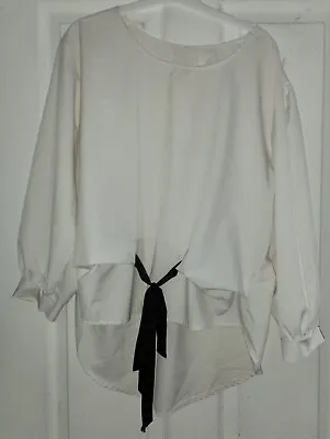 £1.99 • Buy Ladies White Tie Front Pretty Blouse Top Fit Size 20-22