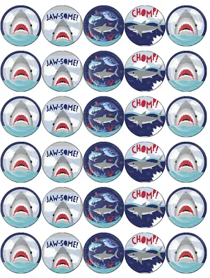 30x Sharks Fish Cupcake Toppers Edible Wafer Paper Fairy Cake Toppers • £2.70