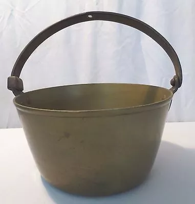 Antique Lg Brass Apple Butter Kettle Pot Cauldron Lock Handle Open Fire Hearth • $180