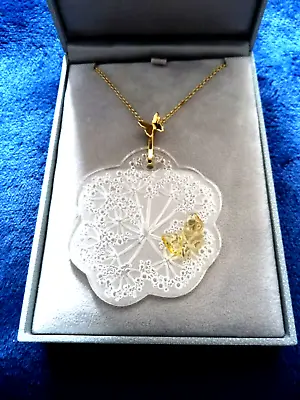 Lalique Pendant/ Necklace Aombelles Butterfly Crystal Pendant & Chain Outstaning • £495