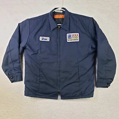 Red Kap Jacket Mens Large Blue Mechanic Work Quilted Lined York Heating Cooling • $30.99