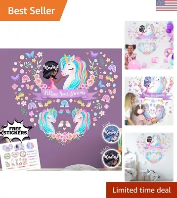 Unicorn Wall Decals For Girls Bedroom - Rainbow Wall Decor Stickers - 4 Sheets • $32.99