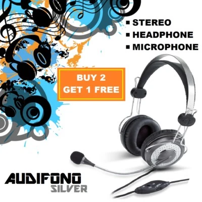 $14.50 • Buy Audifono Silver Headphones With Microphone For Gaming Headset For IPhone Samsung