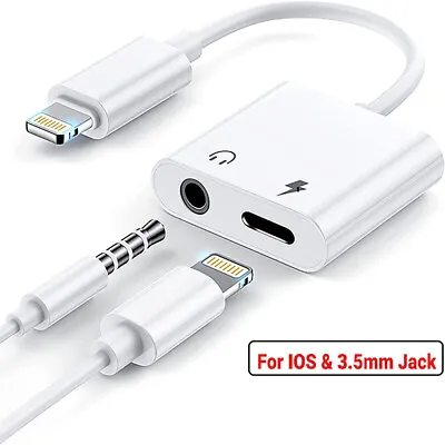 2in1 Adapter AUX Headphone Jack Charger To 3.5mm Splitter For IPhone7 8 X 11  ❥ • $5.30