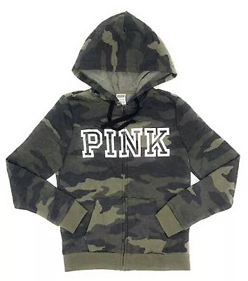 Victoria's Secret Pink Perfect Full Zip Logo Sweatshirt Hoodie Size S M L XL • $26.95