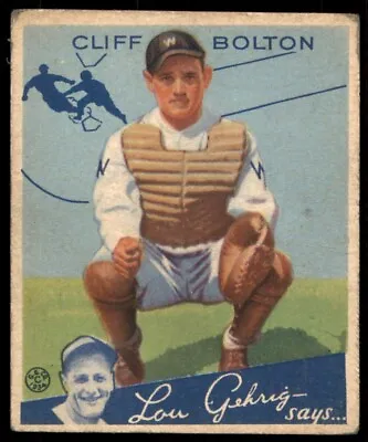 $21.60 • Buy 1934 Goudey Cliff Bolton 65 Vg Rc Baseball Washington Senators