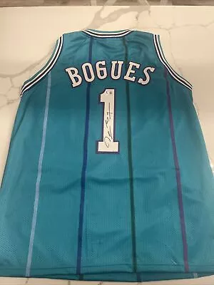 Muggsy Bogues Signed Charlotte Pro Blue Basketball Jersey Beckett Witness • $9