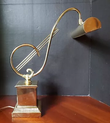 Vintage 1960-70's Brass Treble Clef Piano Desk Lamp • $35